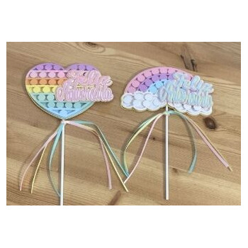 Topo de bolo Feliz Aniversário Pop it´s