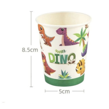 6 copos de papel 250ml dinossauros