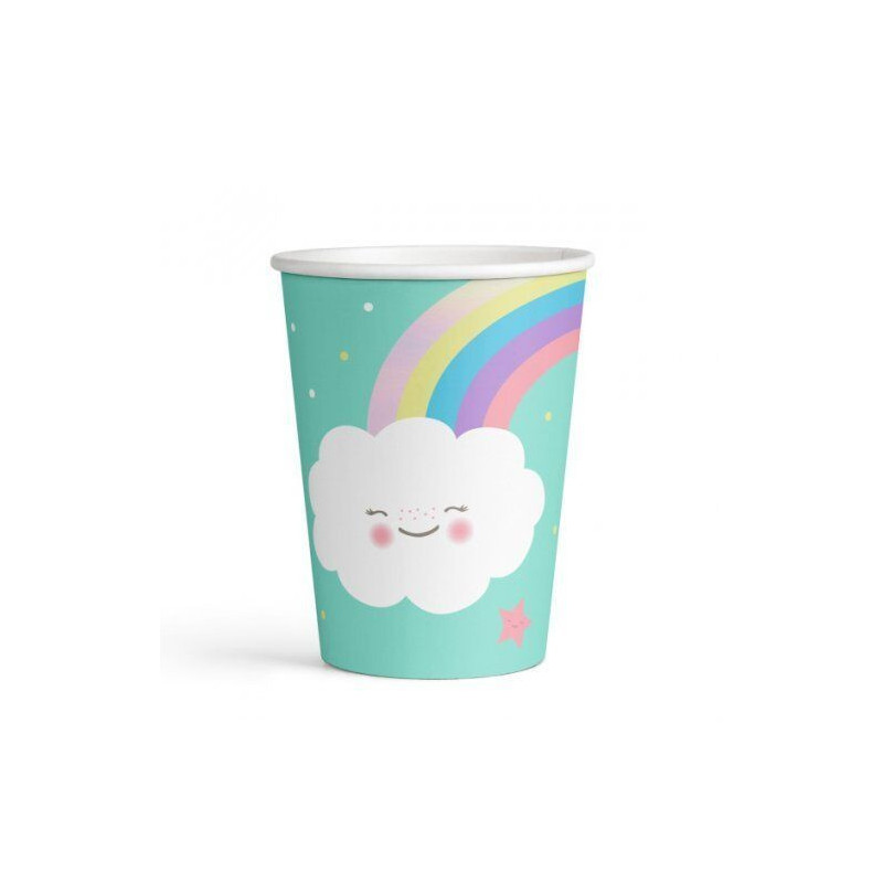 8 copos 250 ml rainbow & cloud