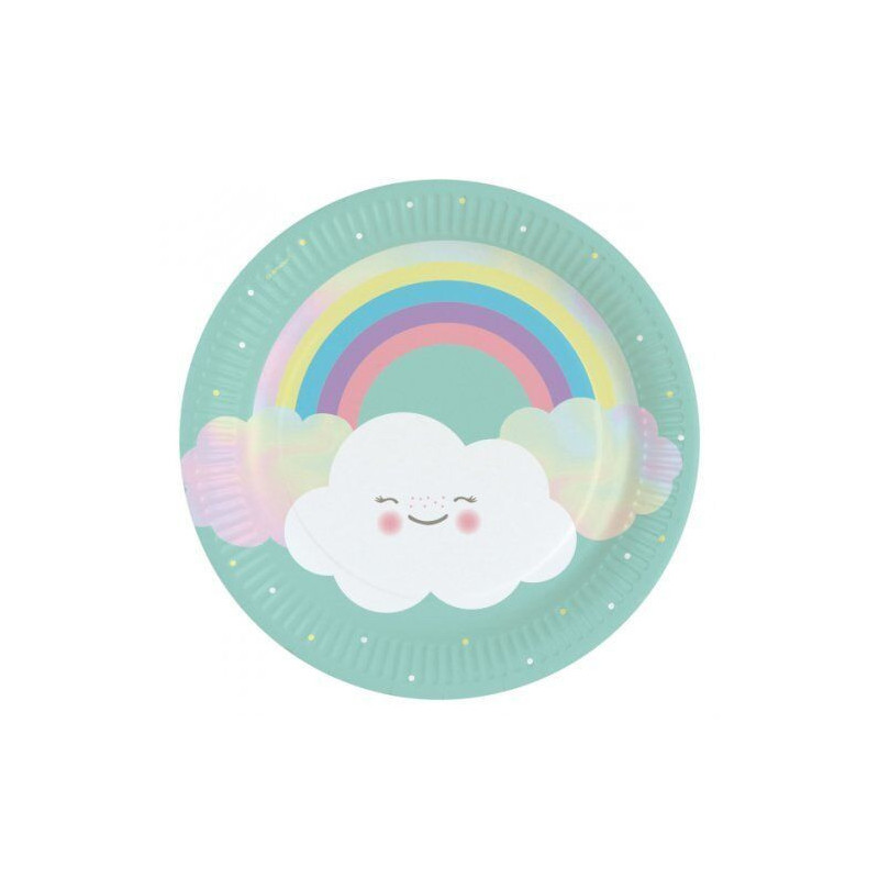 8 pratos 23 cm Rainbow & cloud