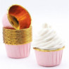 Formas para cupcakes rosa e ouro 24 unidades