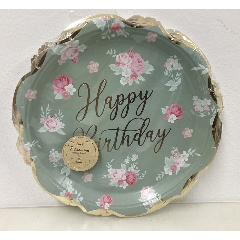 8 pratos 23cm Spring Happy Birthday
