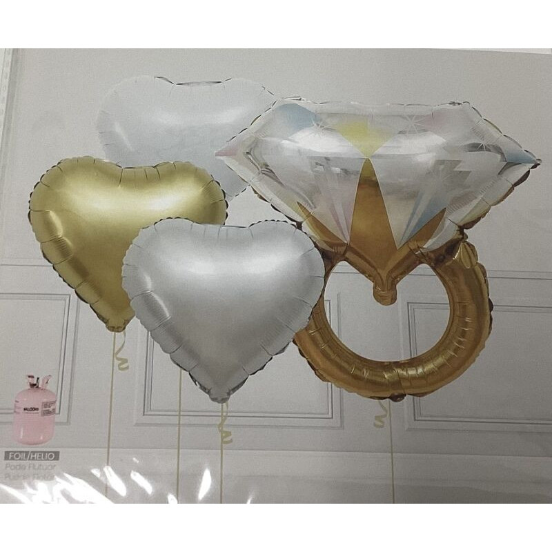 Kit balões anel e corações 68cm