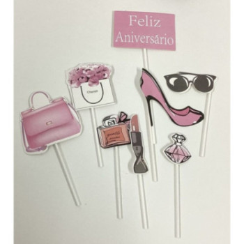 Topo de bolo coisas de mulher 17,7 cm