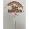 Topo de bolo arco-íris rosa 20,5cm