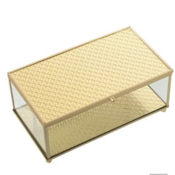 Caixa cristal metal dourado