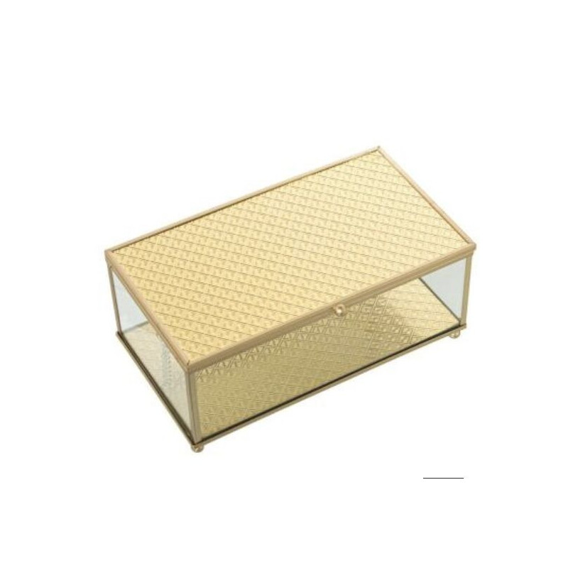 Caixa cristal metal dourado