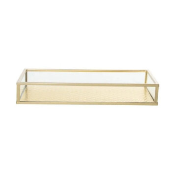 Bandeja cristal metal dourado