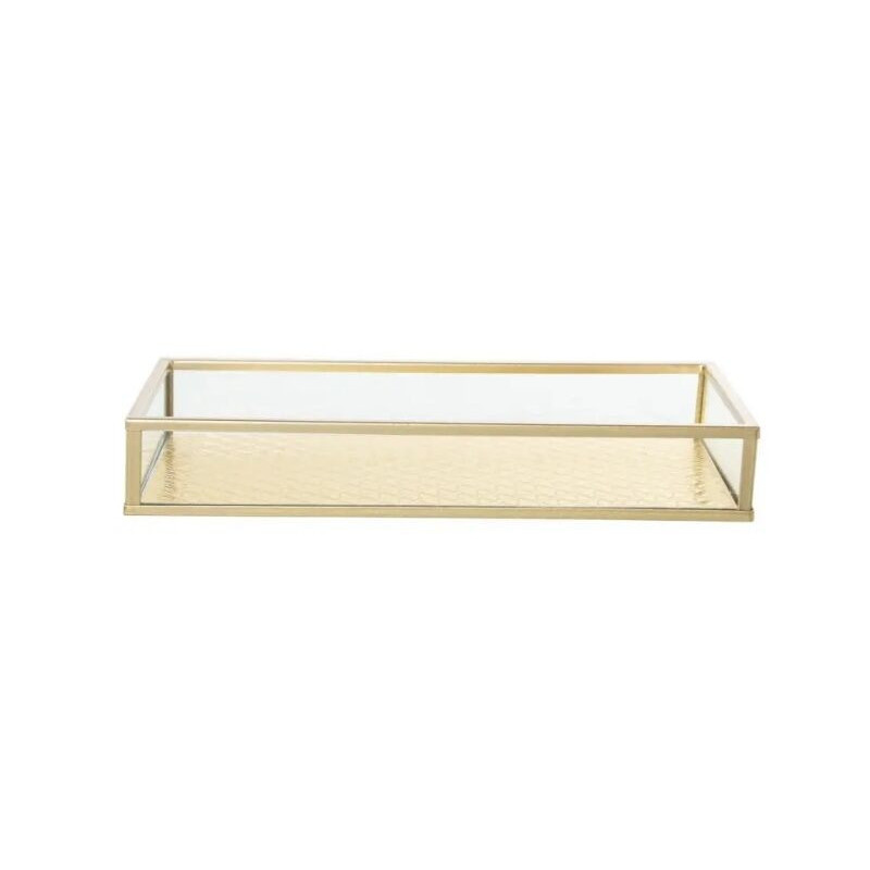 Bandeja cristal metal dourado