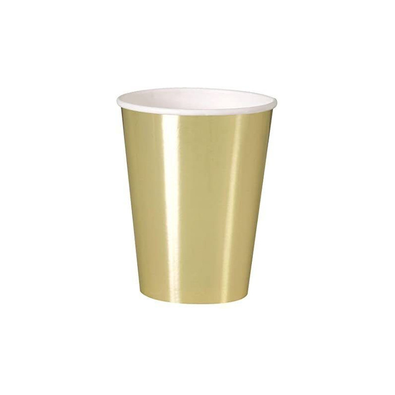 8 copos papel 270ml dourado