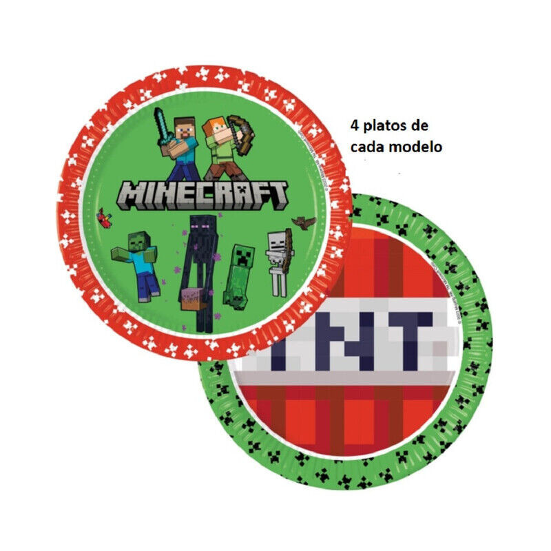 8 pratos 23cm Minecraft