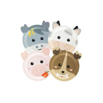 8 pratos 18cm Animais da Quinta