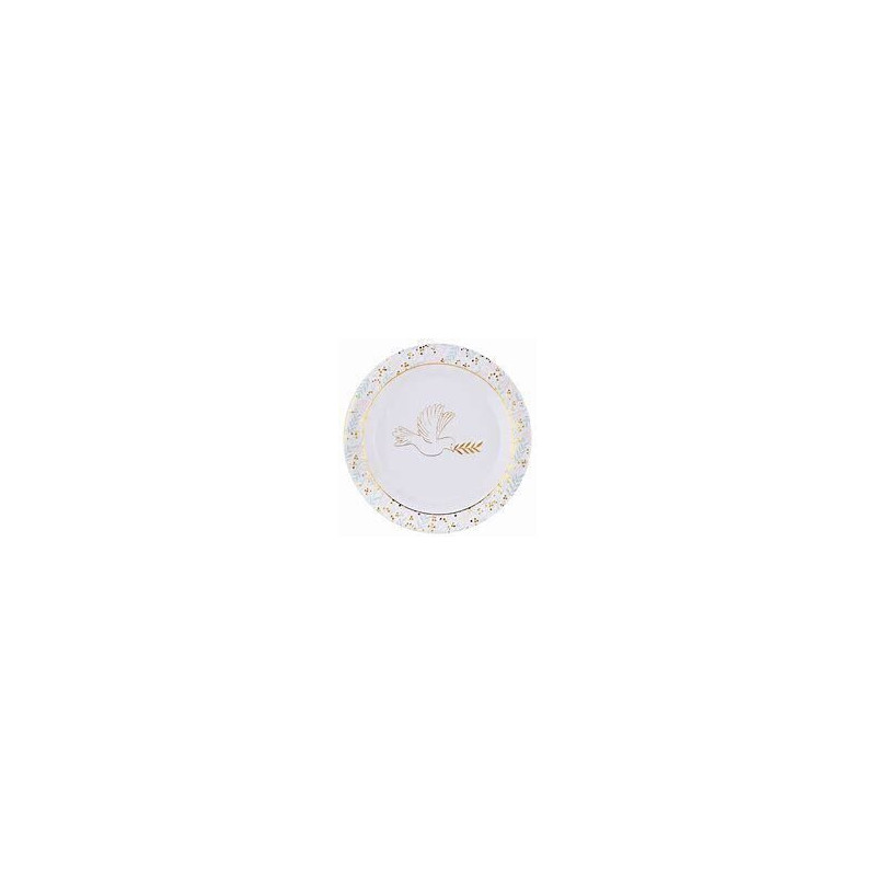 10 pratos 22.5 cm Batizado/Comunhão pomba