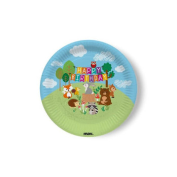 8 pratos 23cm animais do bosque