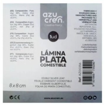 Folha de prata comestível azucren 8x8cm