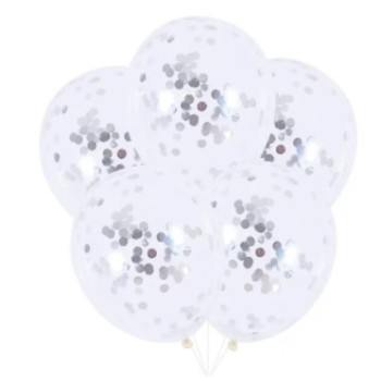 12 Balões com confettis prata