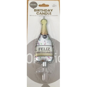 Vela de aniversário garrafa de champanhe 16,5cm