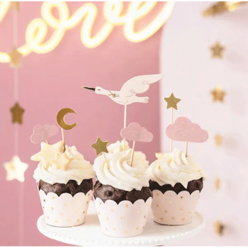 7 toopers para cupcakes bebé rosa