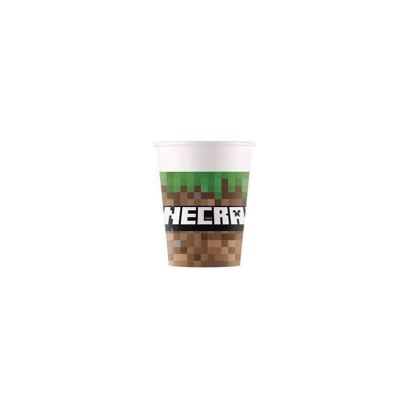 8 copos de papel 200ml Minecraft