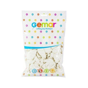 100 balões latex gemar 26cm - 10" branco