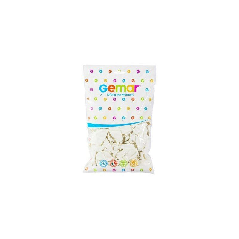 100 balões latex gemar 26cm - 10" branco