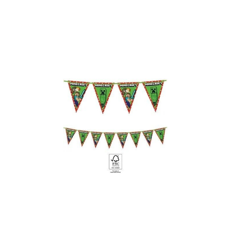 Bandeira triangular papel minecraft 2,3m