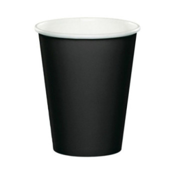 8 copos de papel 250ml preto