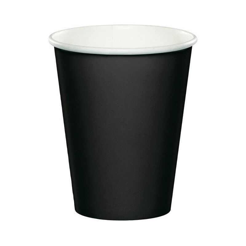 8 copos de papel 250ml preto