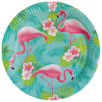 8 pratos 23 cm flamingos
