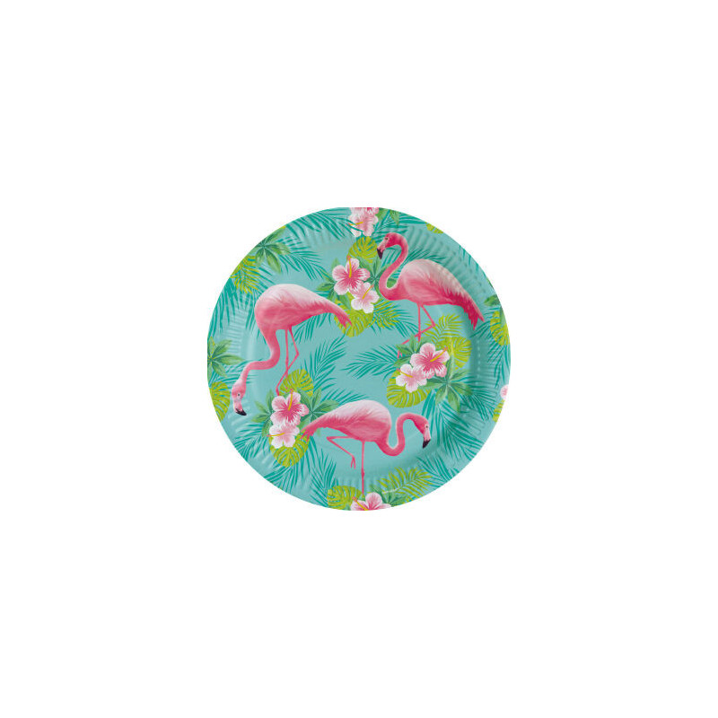 8 pratos 23 cm flamingos