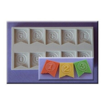 Molde silicone bandeirinhas c/números
