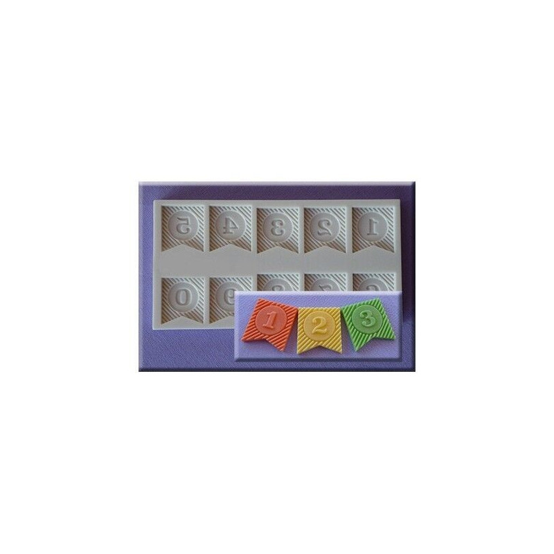 Molde silicone bandeirinhas c/números