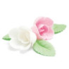 10 rosas brancas e rosa com folhas de obreia Scrapcooking