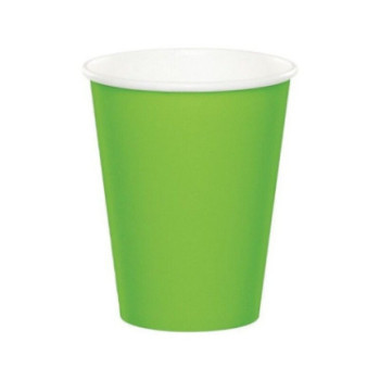 8 copos papel verde lima