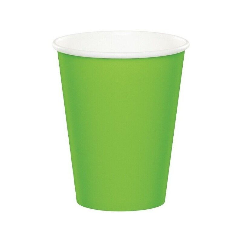 8 copos papel verde lima