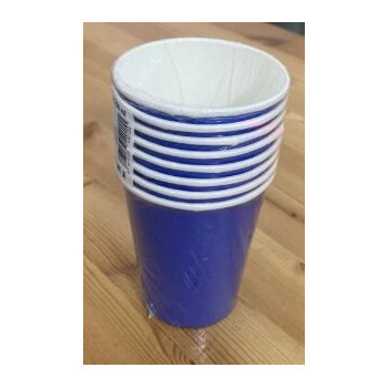 8 copos de papel 250 ml azul