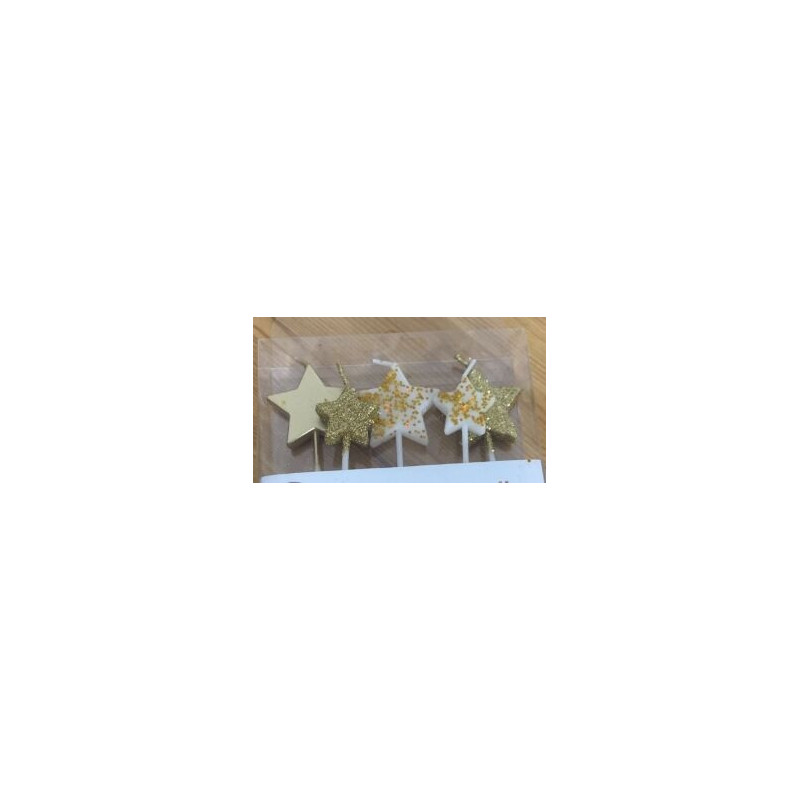 5 velas estrelas branco e dourado