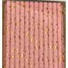 25 palhinhas rosa com estrelas douradas