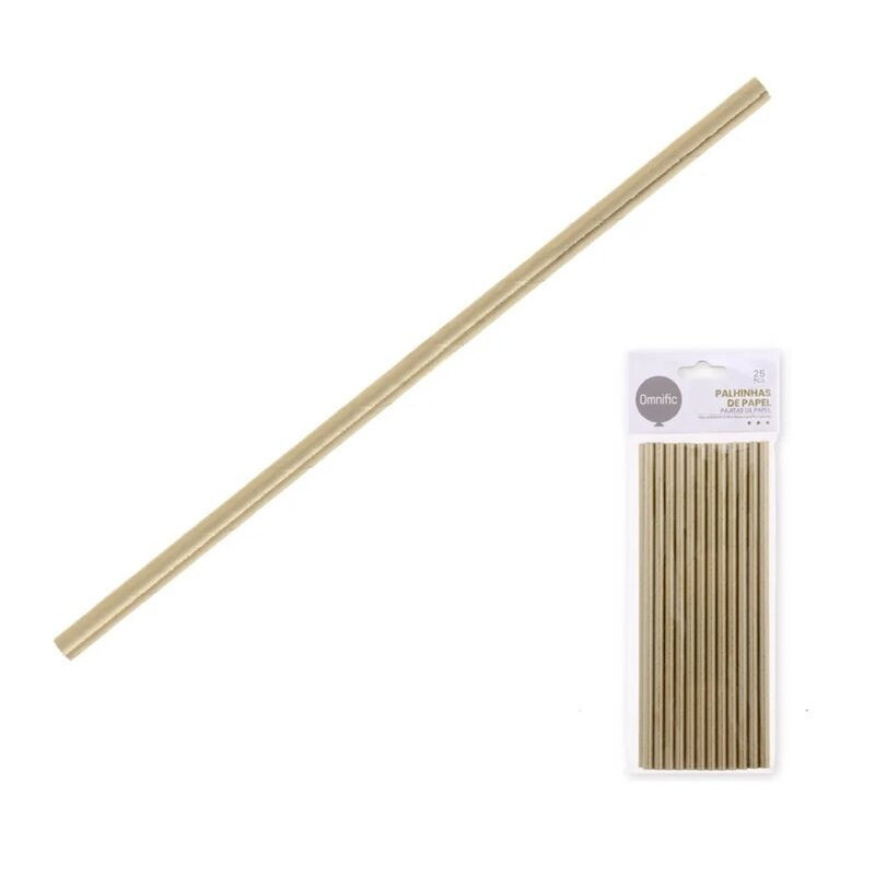 25 palhinhas de papel dourado