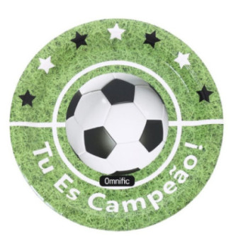 6 pratos 22,5cm futebol