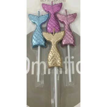 4 velas 12cm rabos de sereia