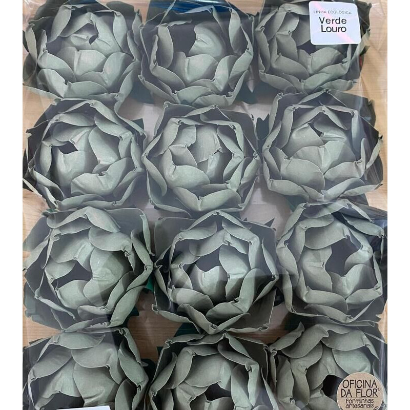 Flores para brigadeiros verde louro - 12 unidades