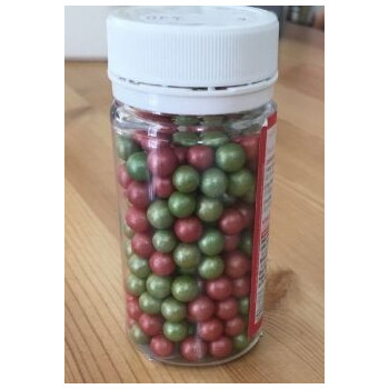 Pérolas brilhantes grandes verdes e vermelhas 65g