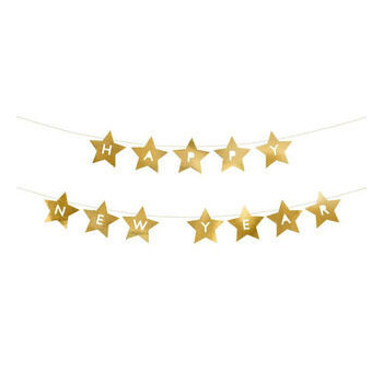 Banner Happy New Year estrelas dourado2,9m