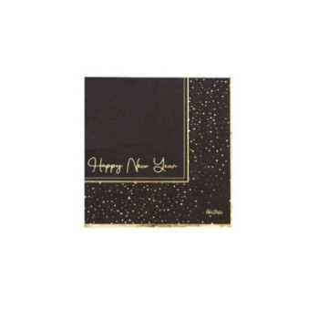 16 guardanapos 33x33cm preto Happy New Year
