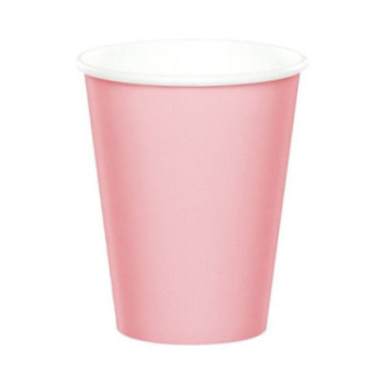 8 copos de papel rosa pastel 250ml