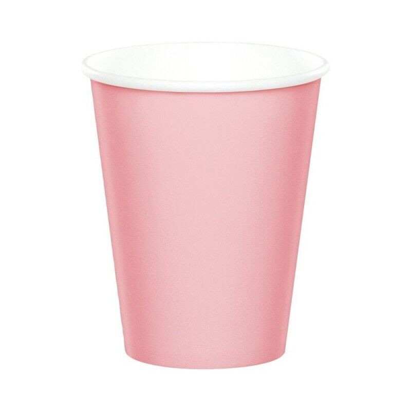 8 copos de papel rosa pastel 250ml