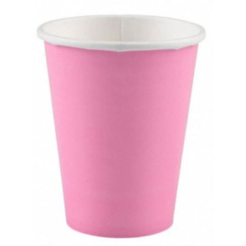 8 copos de papel rosa 250ml