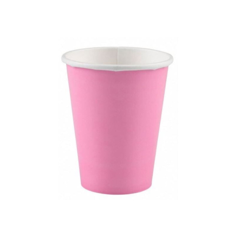 8 copos de papel rosa 250ml