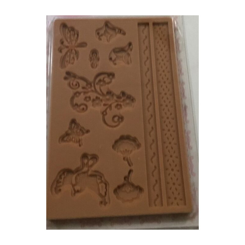 Moldes Silicone Flores e Pássaros (Placa Castanha)
